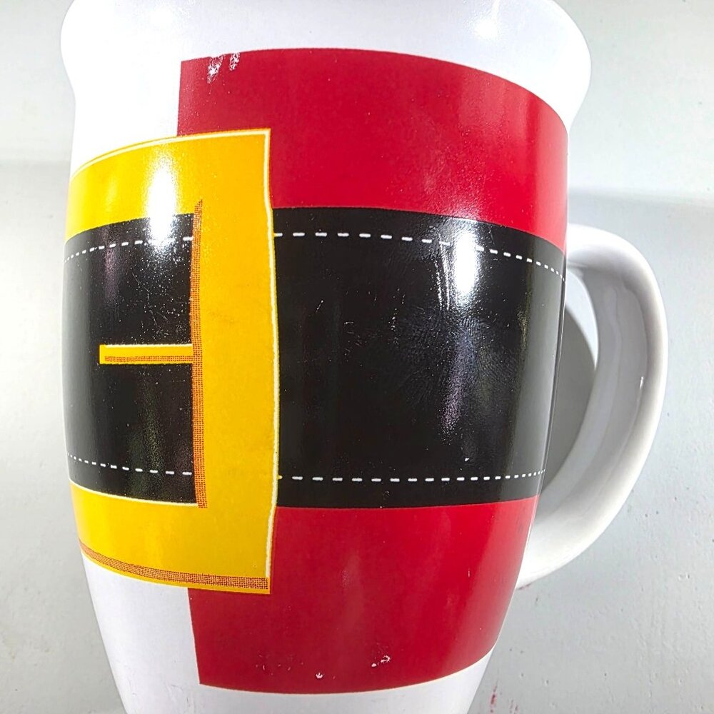 Santa Mug coffee cup Belt Royal Norfolk White Ceramic christmas holiday red